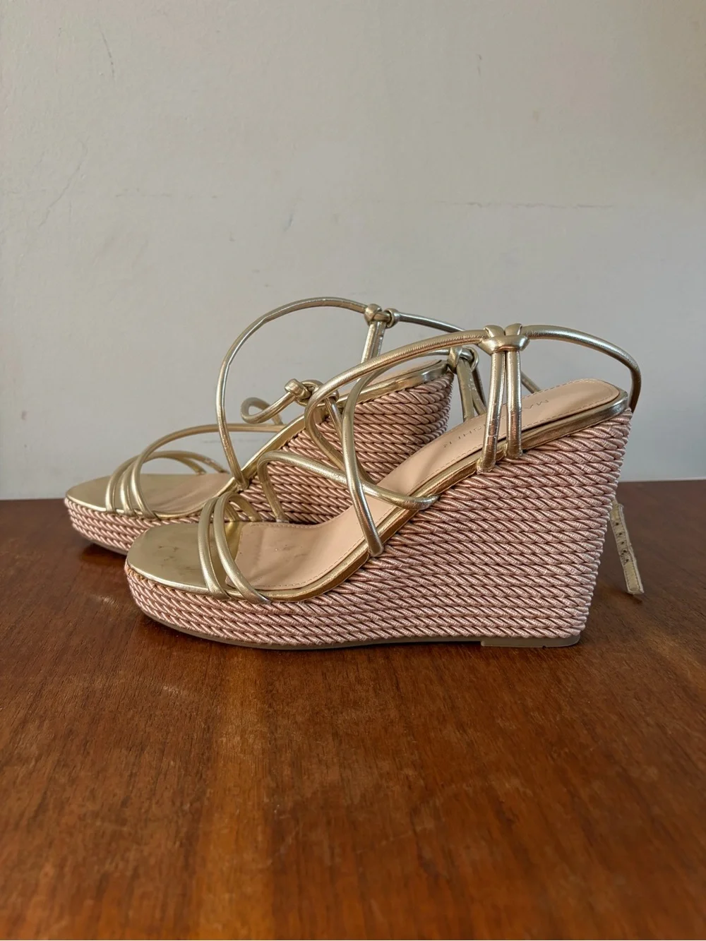 Marc Fisher Metallic Gold Strappy Platform Wedge Sandals